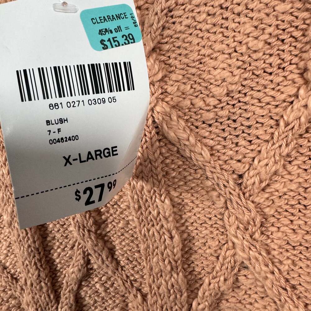 Forever 21 Cropped Sweater Blush Diamond Pattern Cable Knit Size Small - Picture 6 of 8